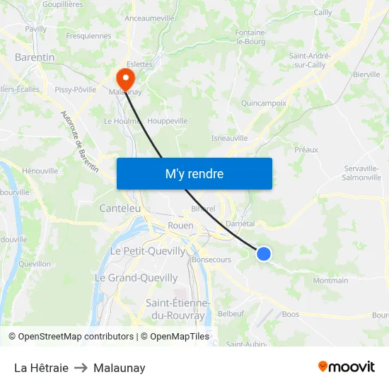 La Hêtraie to Malaunay map