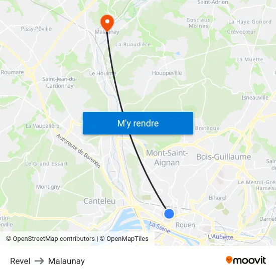 Revel to Malaunay map