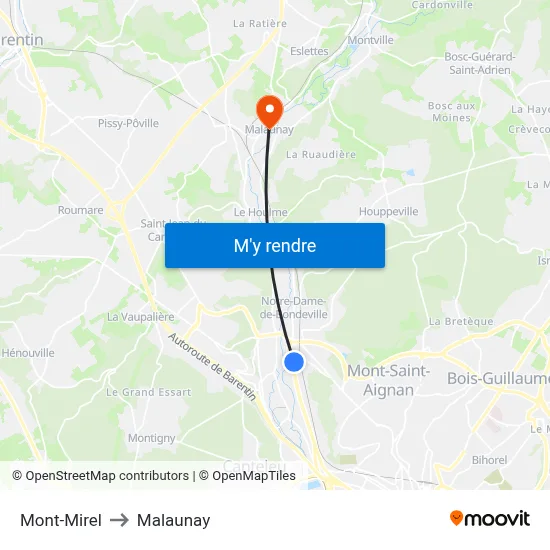 Mont-Mirel to Malaunay map