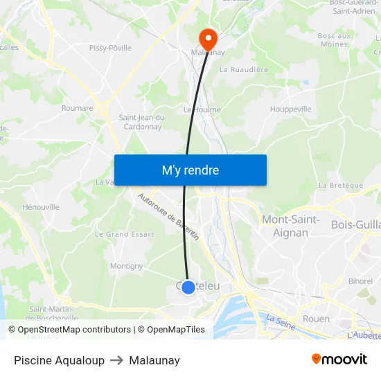 Piscine Aqualoup to Malaunay map