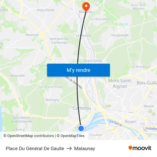 Place Du Général De Gaulle to Malaunay map