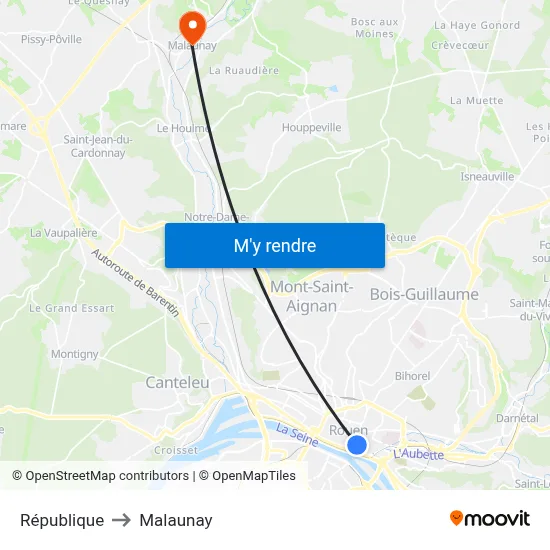 République to Malaunay map
