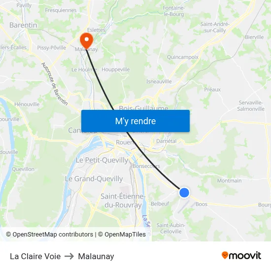 La Claire Voie to Malaunay map