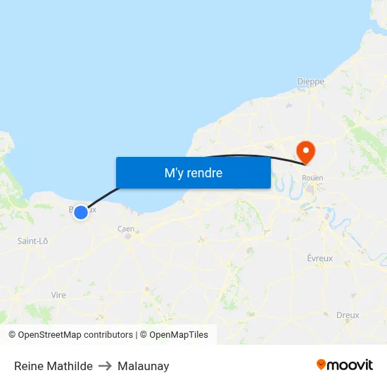 Reine Mathilde to Malaunay map