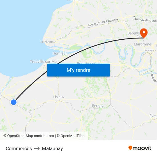 Commerces to Malaunay map