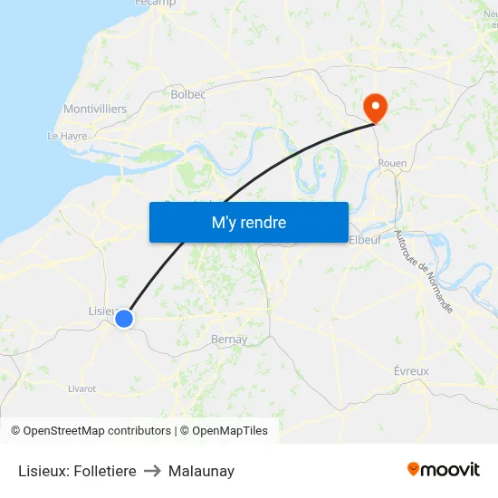 Lisieux: Folletiere to Malaunay map