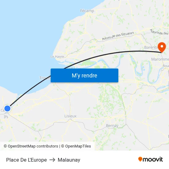 Place De L'Europe to Malaunay map