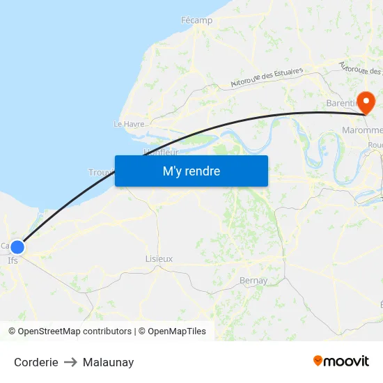 Corderie to Malaunay map