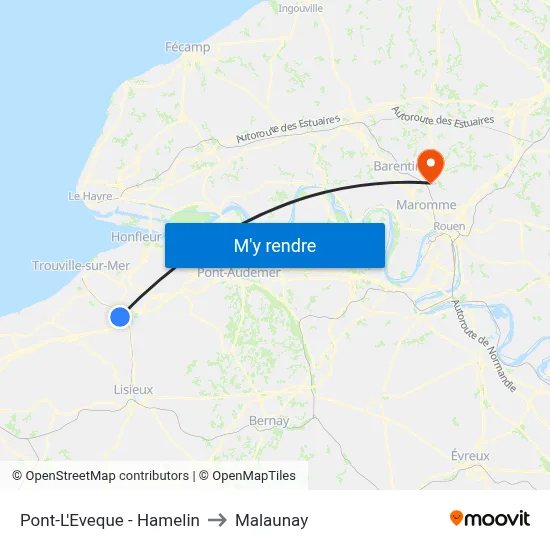 Pont-L'Eveque - Hamelin to Malaunay map