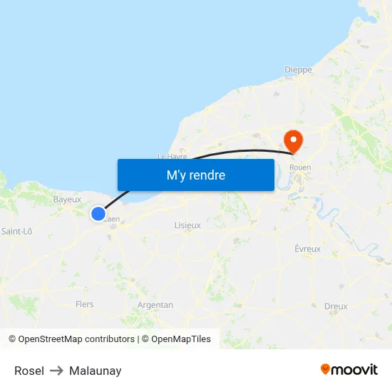 Rosel to Malaunay map