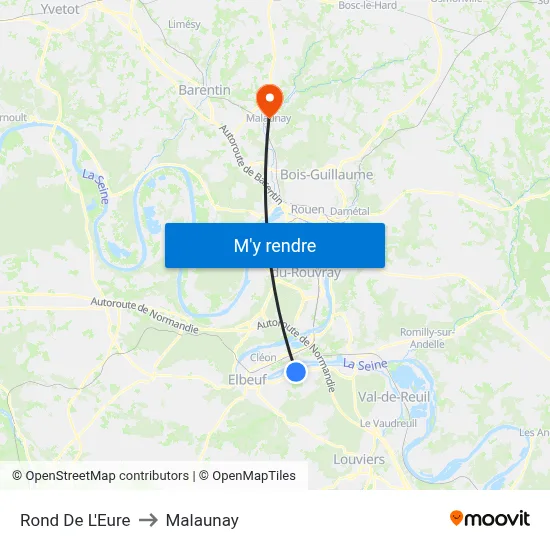 Rond De L'Eure to Malaunay map