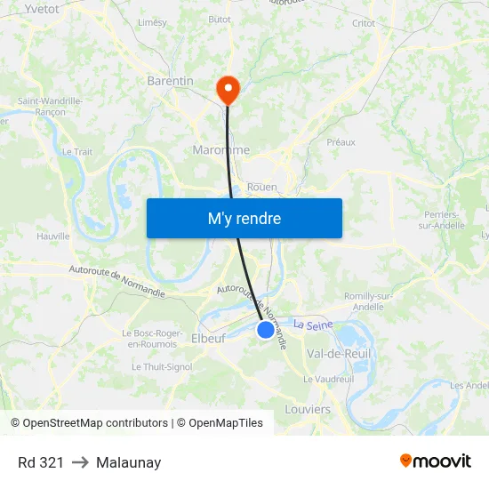 Rd 321 to Malaunay map