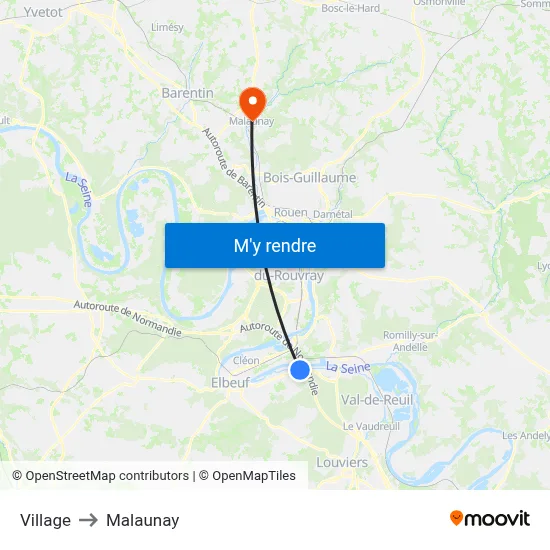 Village to Malaunay map