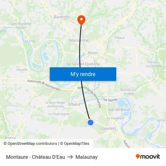 Montaure - Château D'Eau to Malaunay map