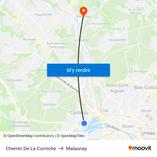 Chemin De La Corniche to Malaunay map