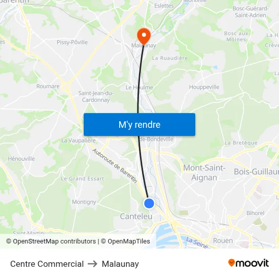 Centre Commercial to Malaunay map