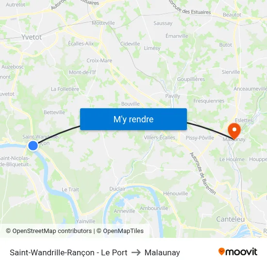 Saint-Wandrille-Rançon - Le Port to Malaunay map