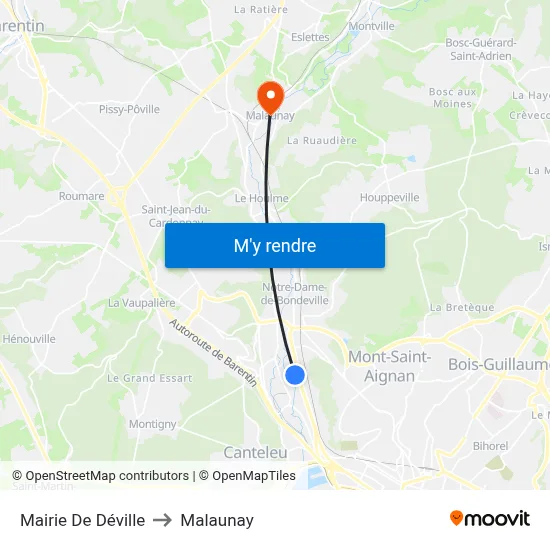 Mairie De Déville to Malaunay map