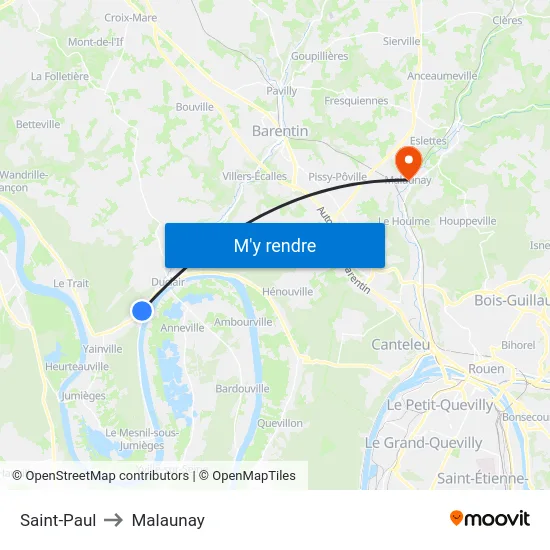 Saint-Paul to Malaunay map