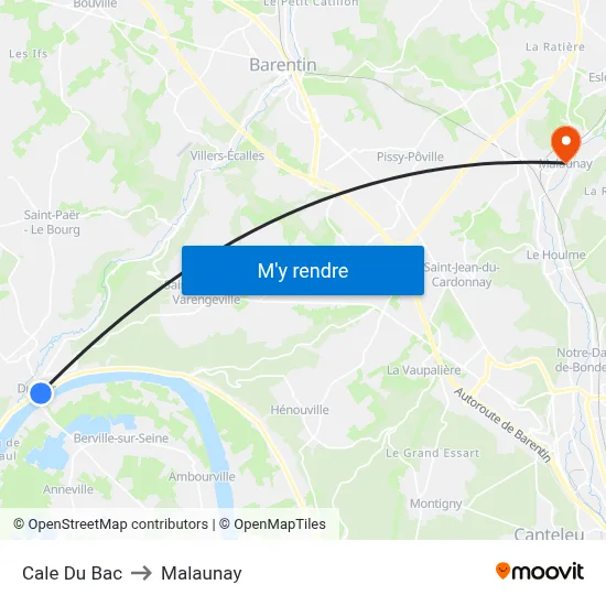 Cale Du Bac to Malaunay map