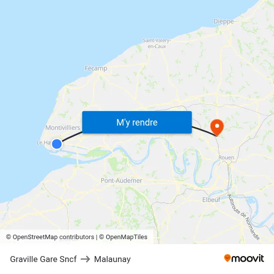 Graville Gare Sncf to Malaunay map