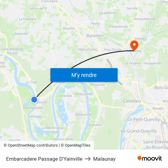 Embarcadere Passage D'Yainville to Malaunay map