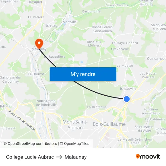 College Lucie Aubrac to Malaunay map