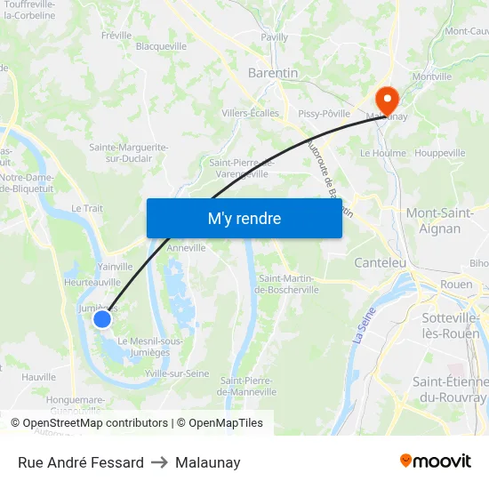 Rue André Fessard to Malaunay map