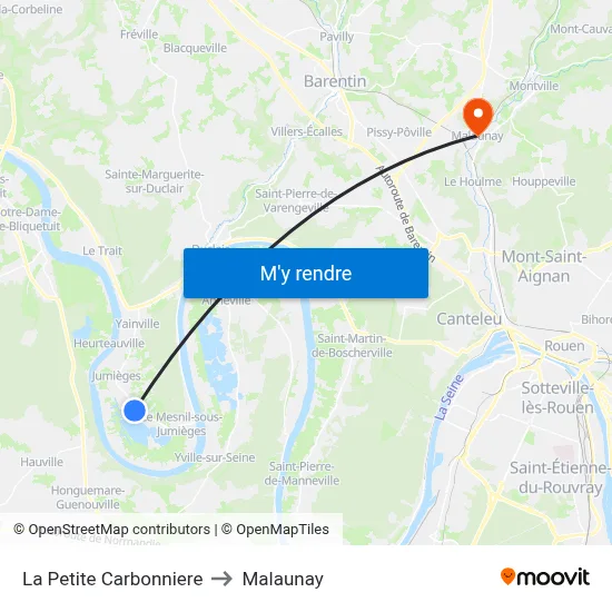 La Petite Carbonniere to Malaunay map