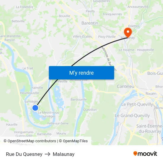 Rue Du Quesney to Malaunay map