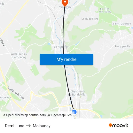 Demi-Lune to Malaunay map