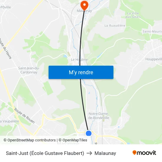 Saint-Just (École Gustave Flaubert) to Malaunay map