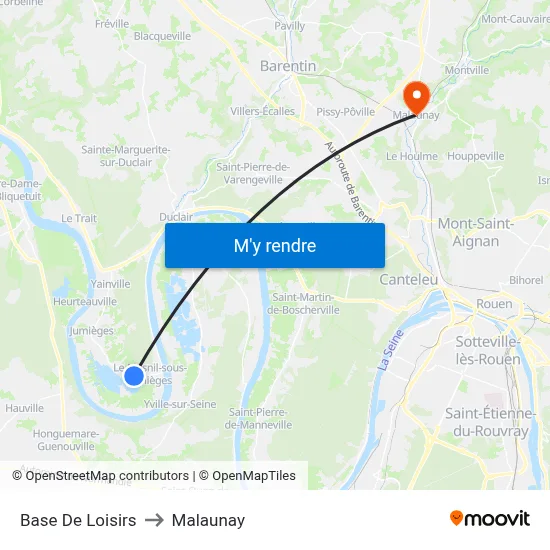 Base De Loisirs to Malaunay map