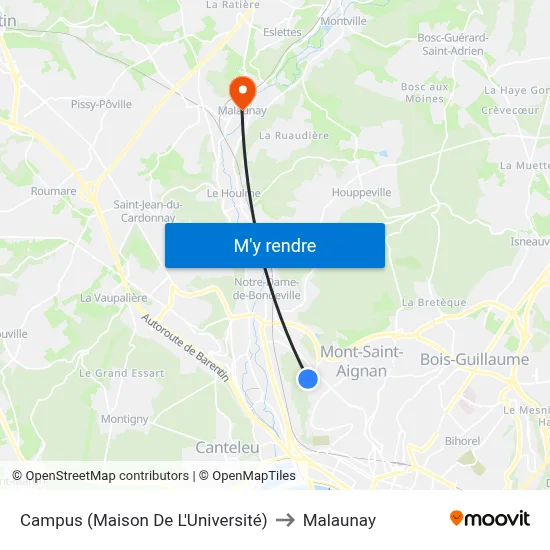 Campus (Maison De L'Université) to Malaunay map