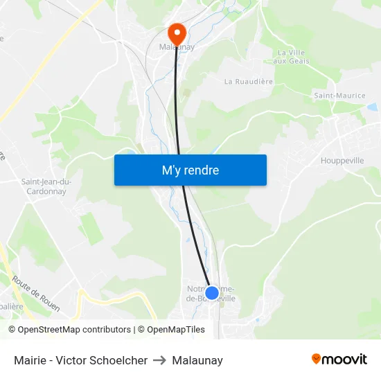 Mairie - Victor Schoelcher to Malaunay map
