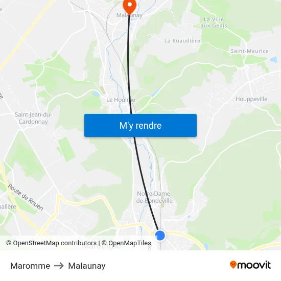 Maromme to Malaunay map