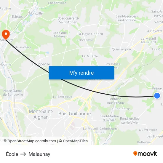 École to Malaunay map