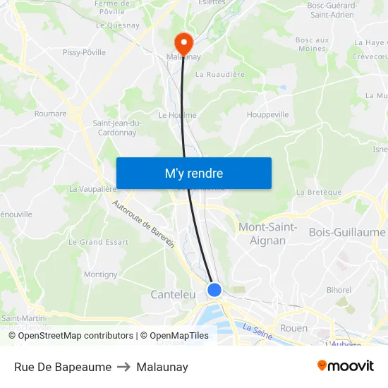 Rue De Bapeaume to Malaunay map
