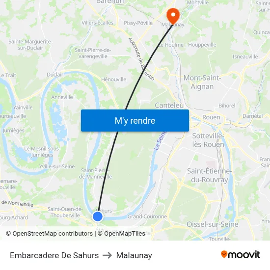 Embarcadere De Sahurs to Malaunay map