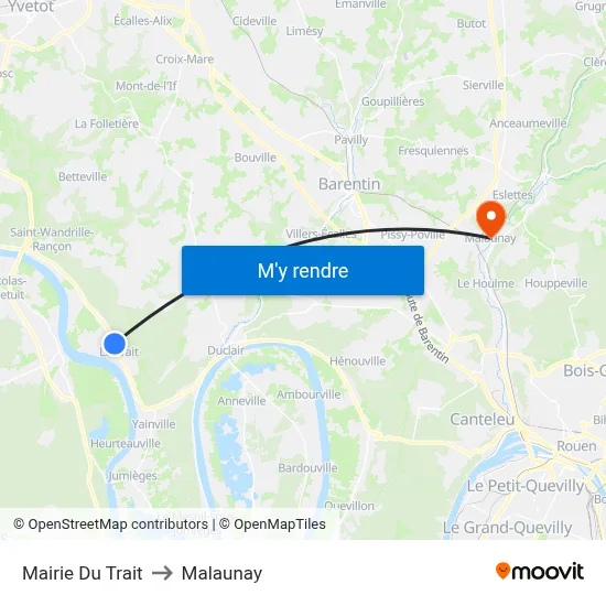 Mairie Du Trait to Malaunay map