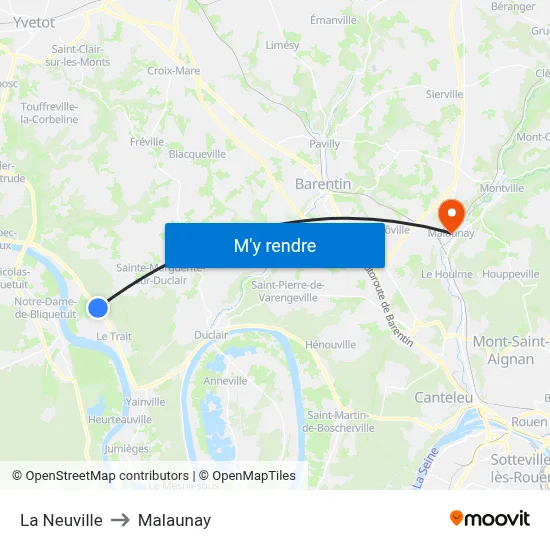 La Neuville to Malaunay map