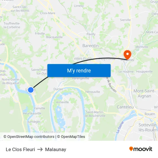 Le Clos Fleuri to Malaunay map