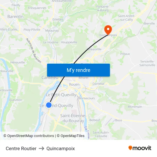 Centre Routier to Quincampoix map