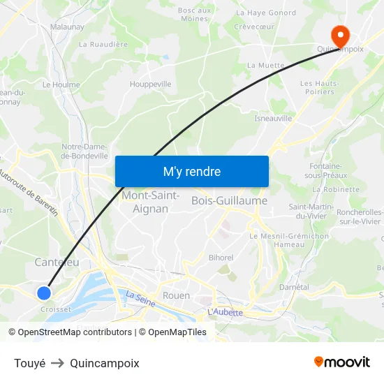 Touyé to Quincampoix map