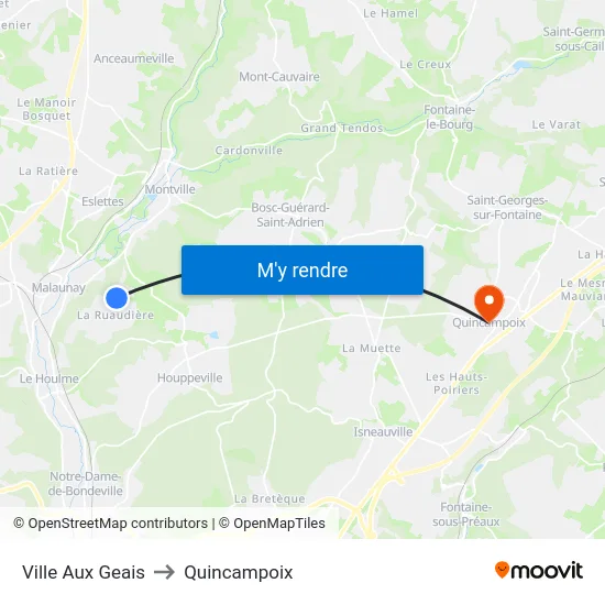 Ville Aux Geais to Quincampoix map