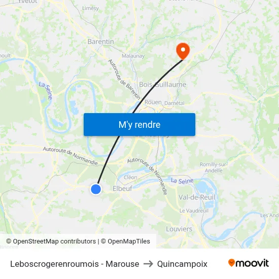 Leboscrogerenroumois - Marouse to Quincampoix map