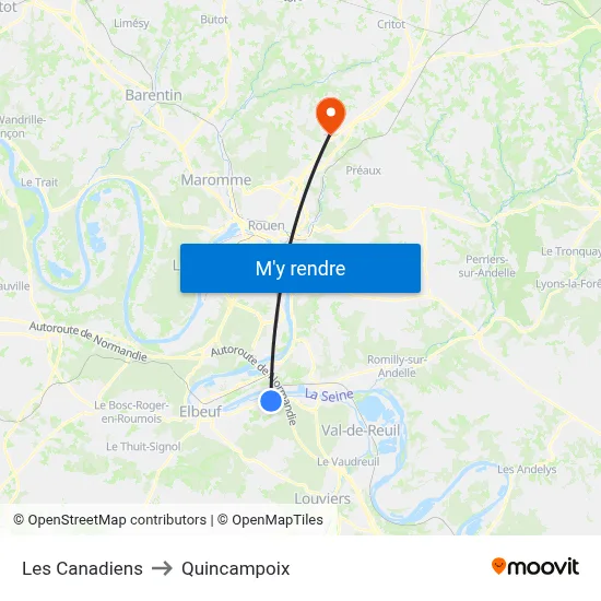 Les Canadiens to Quincampoix map