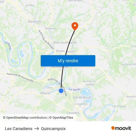 Les Canadiens to Quincampoix map