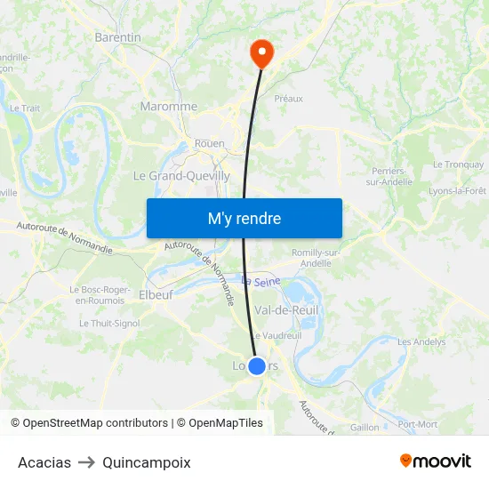 Acacias to Quincampoix map