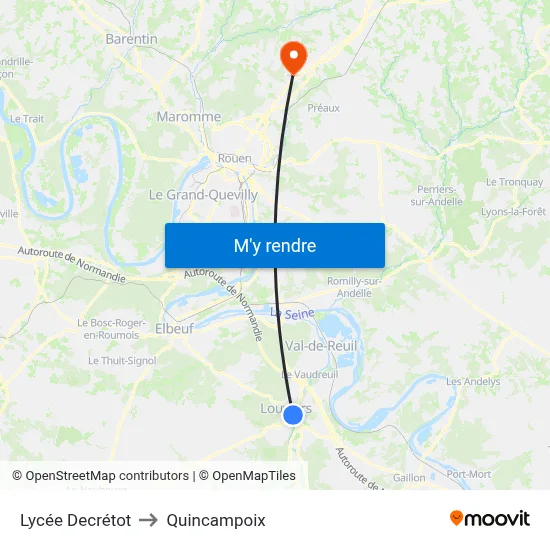 Lycée Decrétot to Quincampoix map